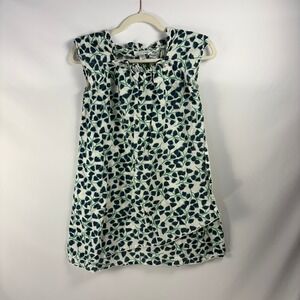 Garnet Hill Kids Blue Green Floral Linen Cotton Dress Size 12 Girls